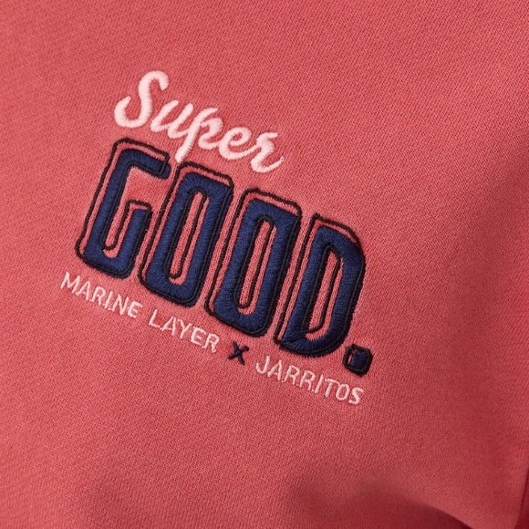 NWT!!! Marine Layer x Jarritos collab, embroidered hoodie, soft red, size Large! - Picture 4 of 4